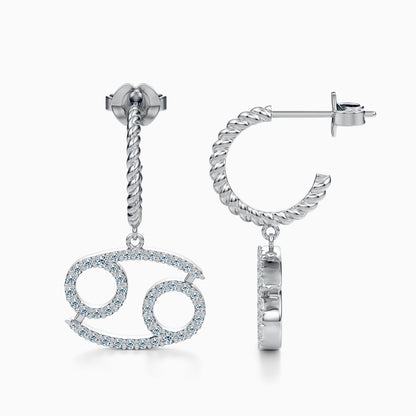 Large Diamond Cancer Dangle Earrings