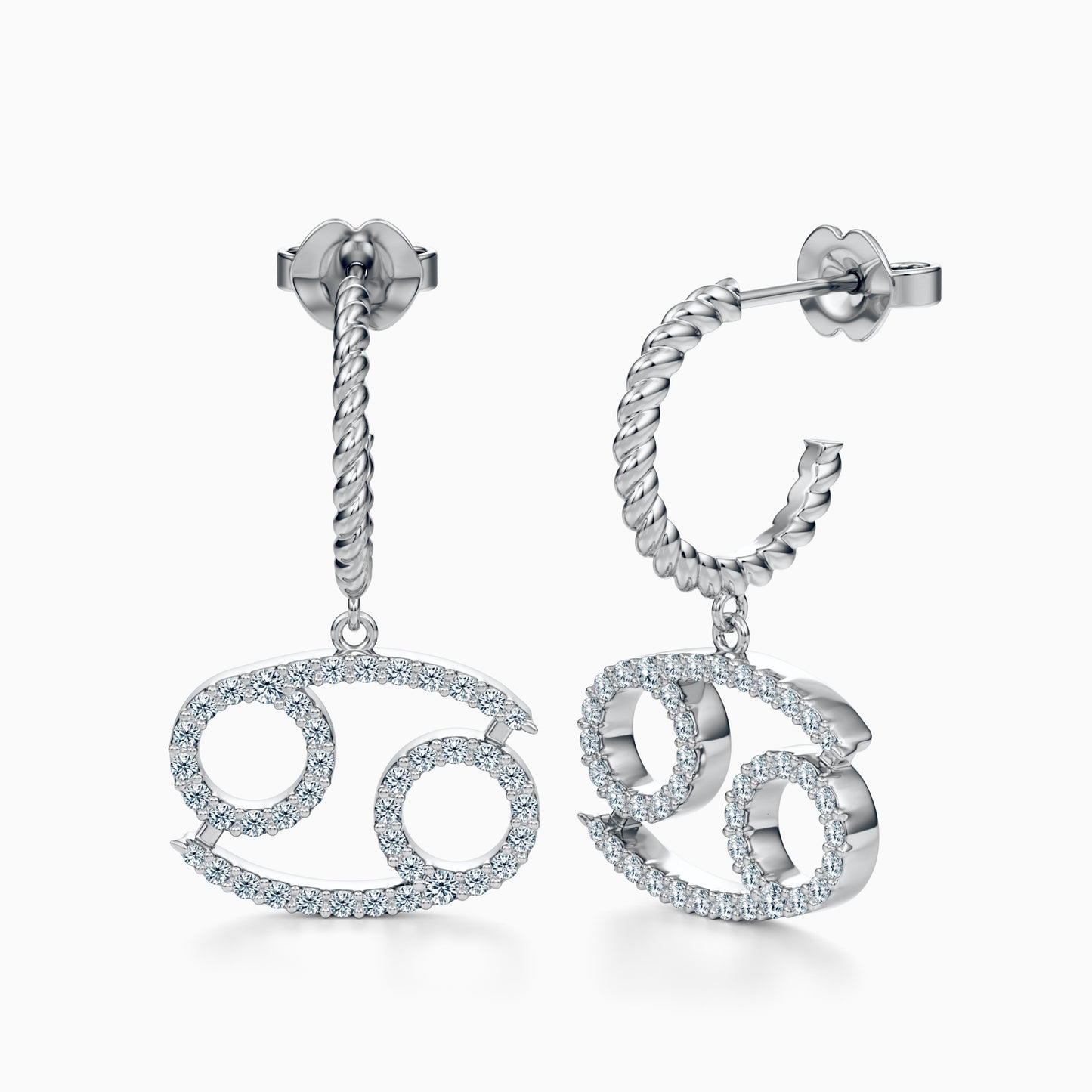 Large Diamond Cancer Dangle Earrings