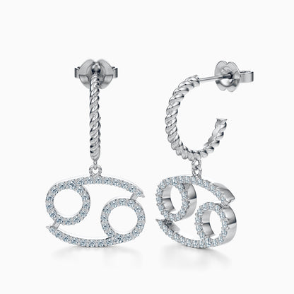 Large Diamond Cancer Dangle Earrings