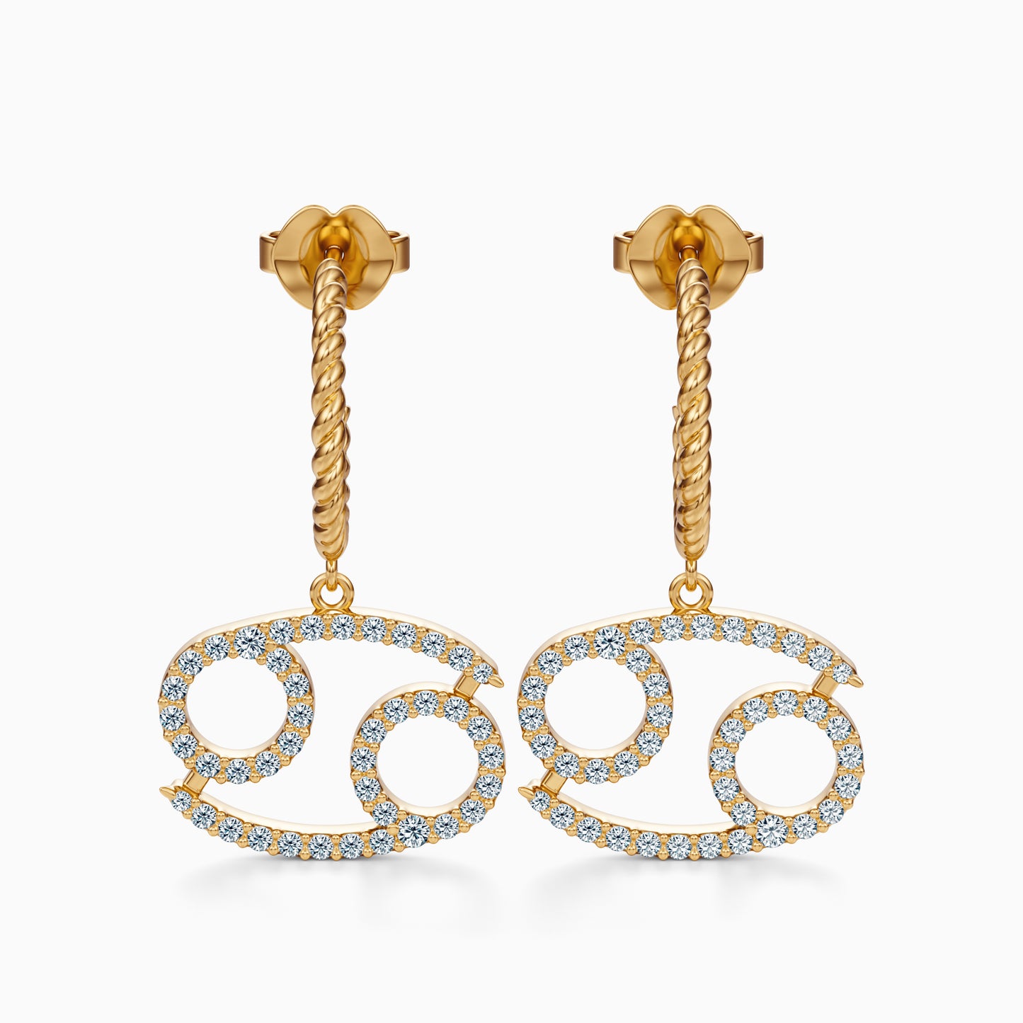 Large Diamond Cancer Dangle Earrings