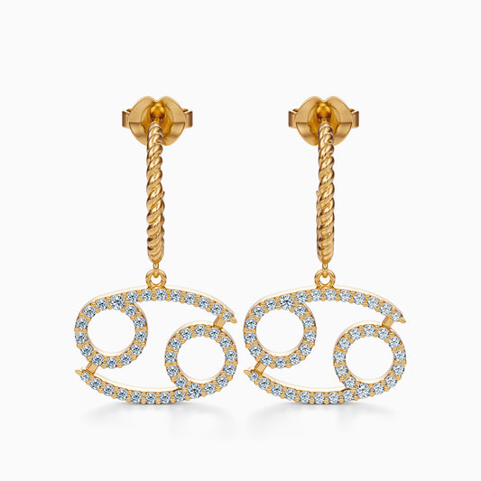 Large Diamond Cancer Dangle Earrings