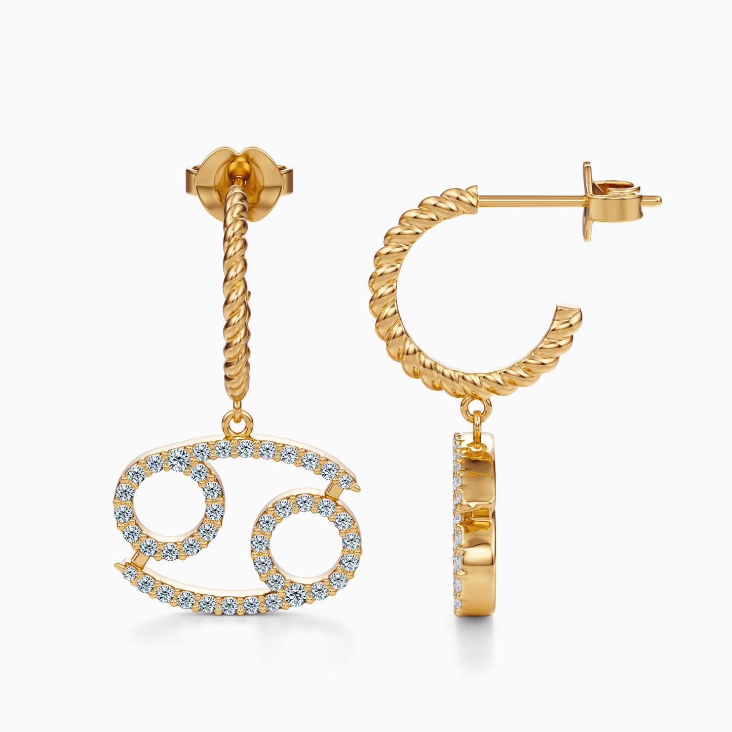 Large Diamond Cancer Dangle Earrings