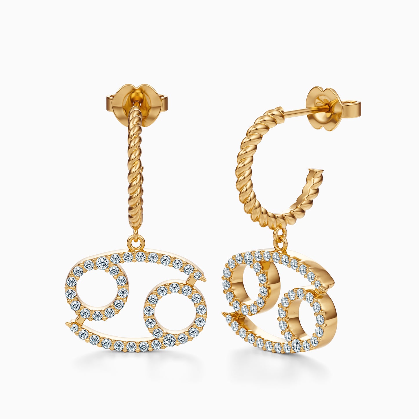 Large Diamond Cancer Dangle Earrings