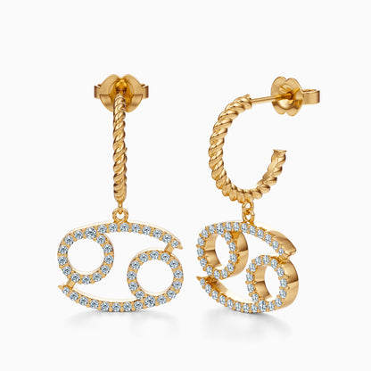 Large Diamond Cancer Dangle Earrings