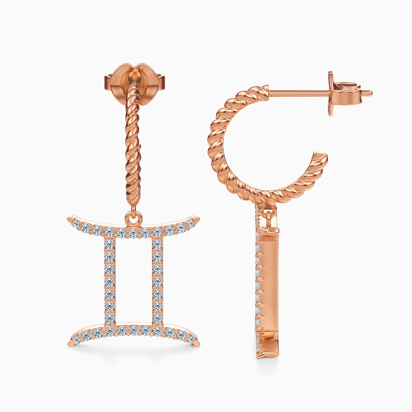 Large Diamond Gemini Dangle Earrings