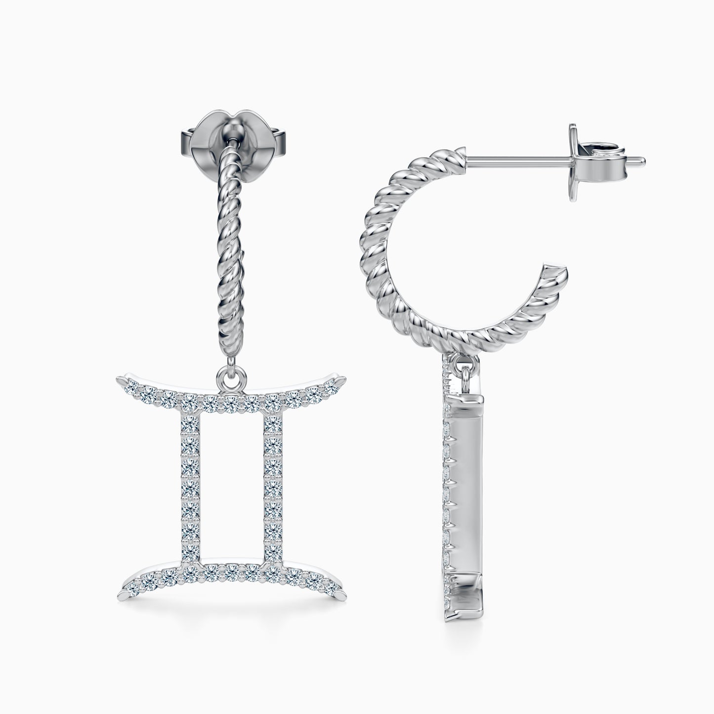 Large Diamond Gemini Dangle Earrings