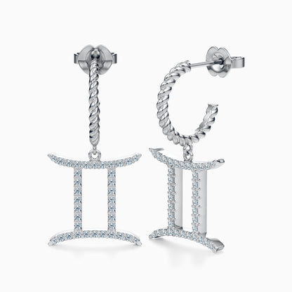 Large Diamond Gemini Dangle Earrings