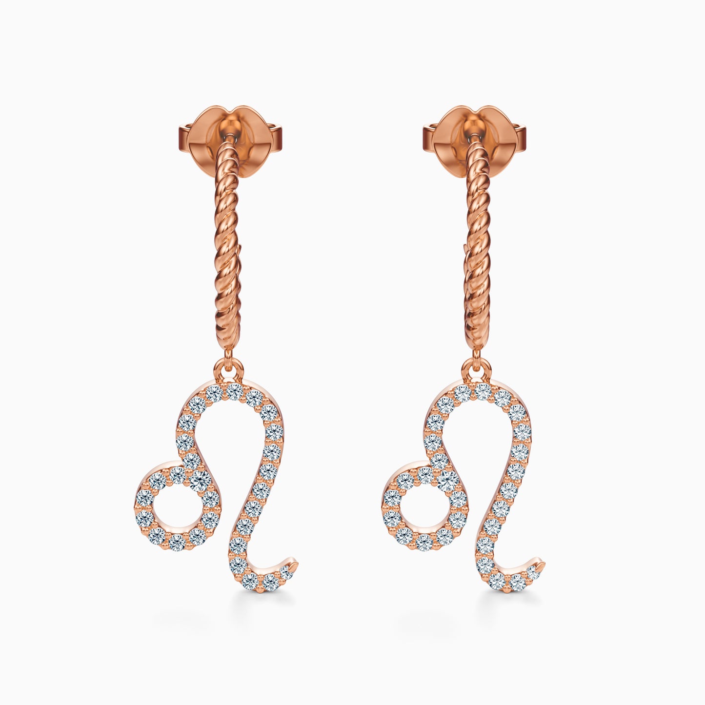 Large Diamond Leo Dangle Earrings