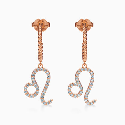 Large Diamond Leo Dangle Earrings