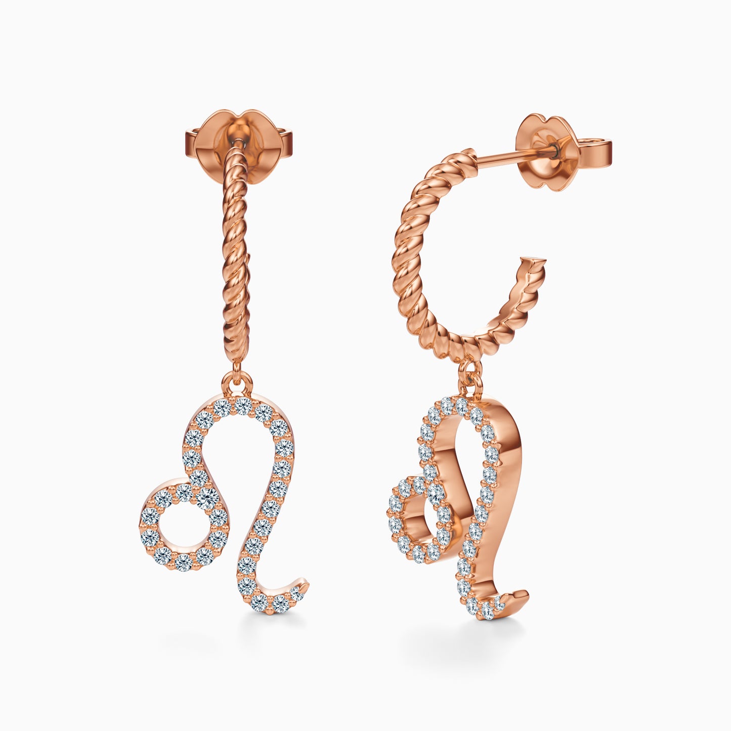 Large Diamond Leo Dangle Earrings