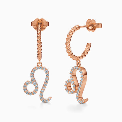 Large Diamond Leo Dangle Earrings