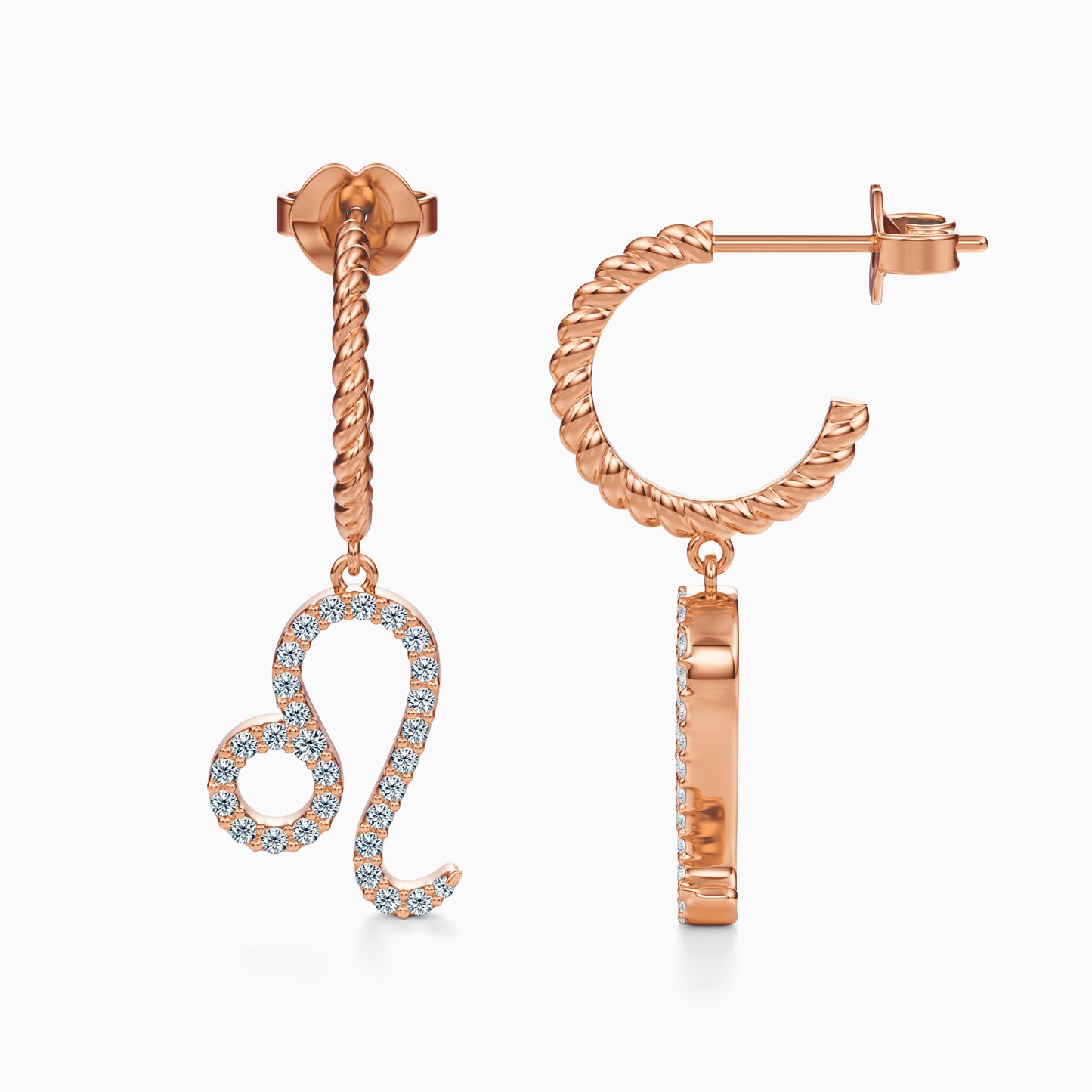 Large Diamond Leo Dangle Earrings