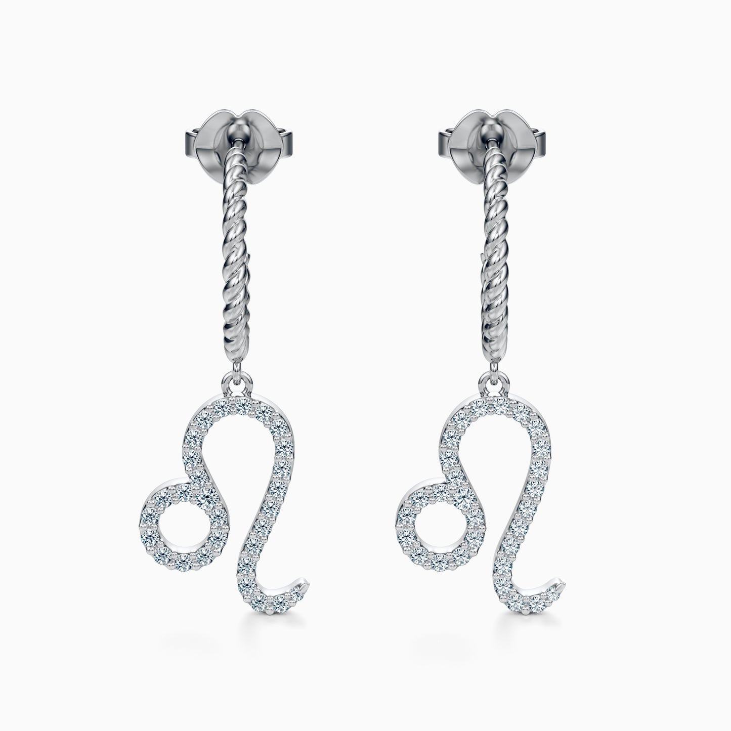 Large Diamond Leo Dangle Earrings