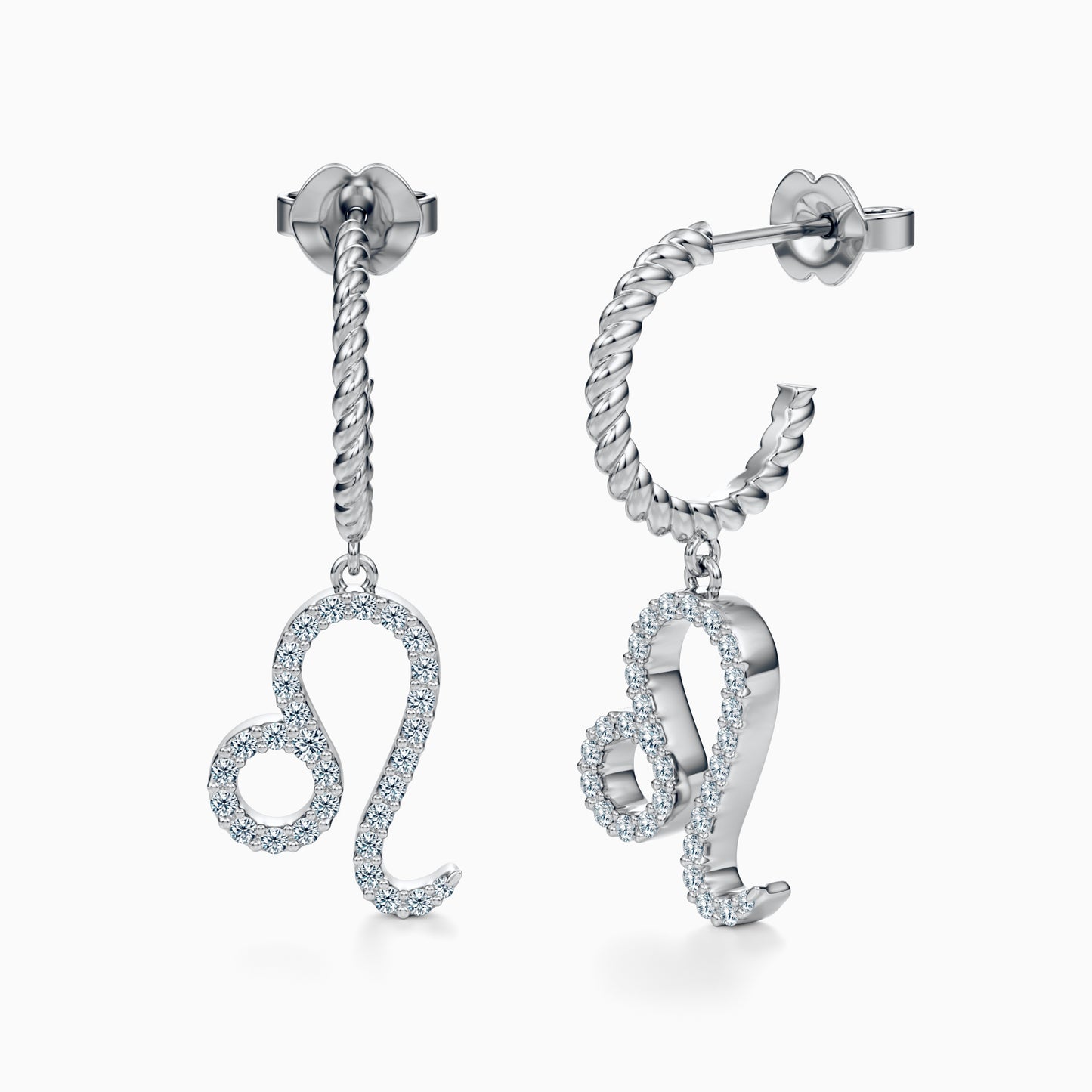 Large Diamond Leo Dangle Earrings