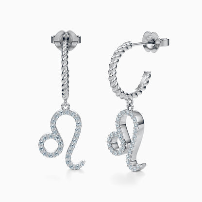 Large Diamond Leo Dangle Earrings