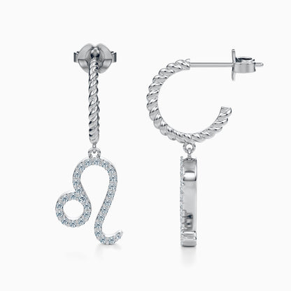 Large Diamond Leo Dangle Earrings
