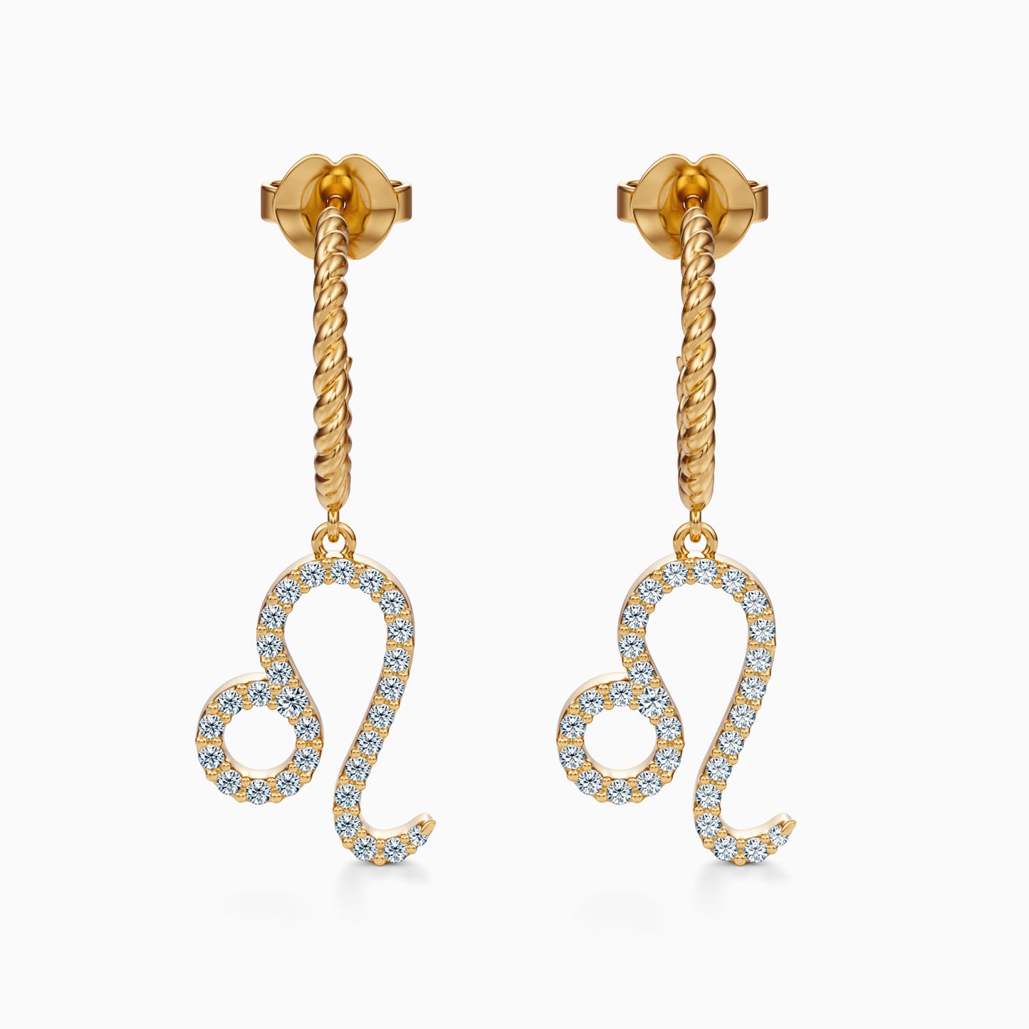 Large Diamond Leo Dangle Earrings