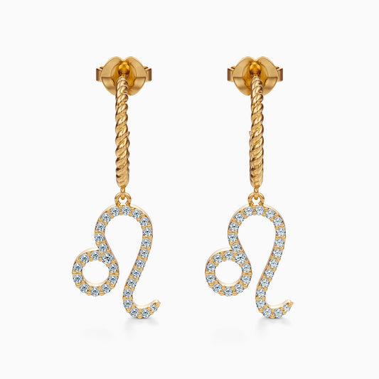 Large Diamond Leo Dangle Earrings