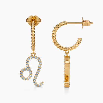 Large Diamond Leo Dangle Earrings