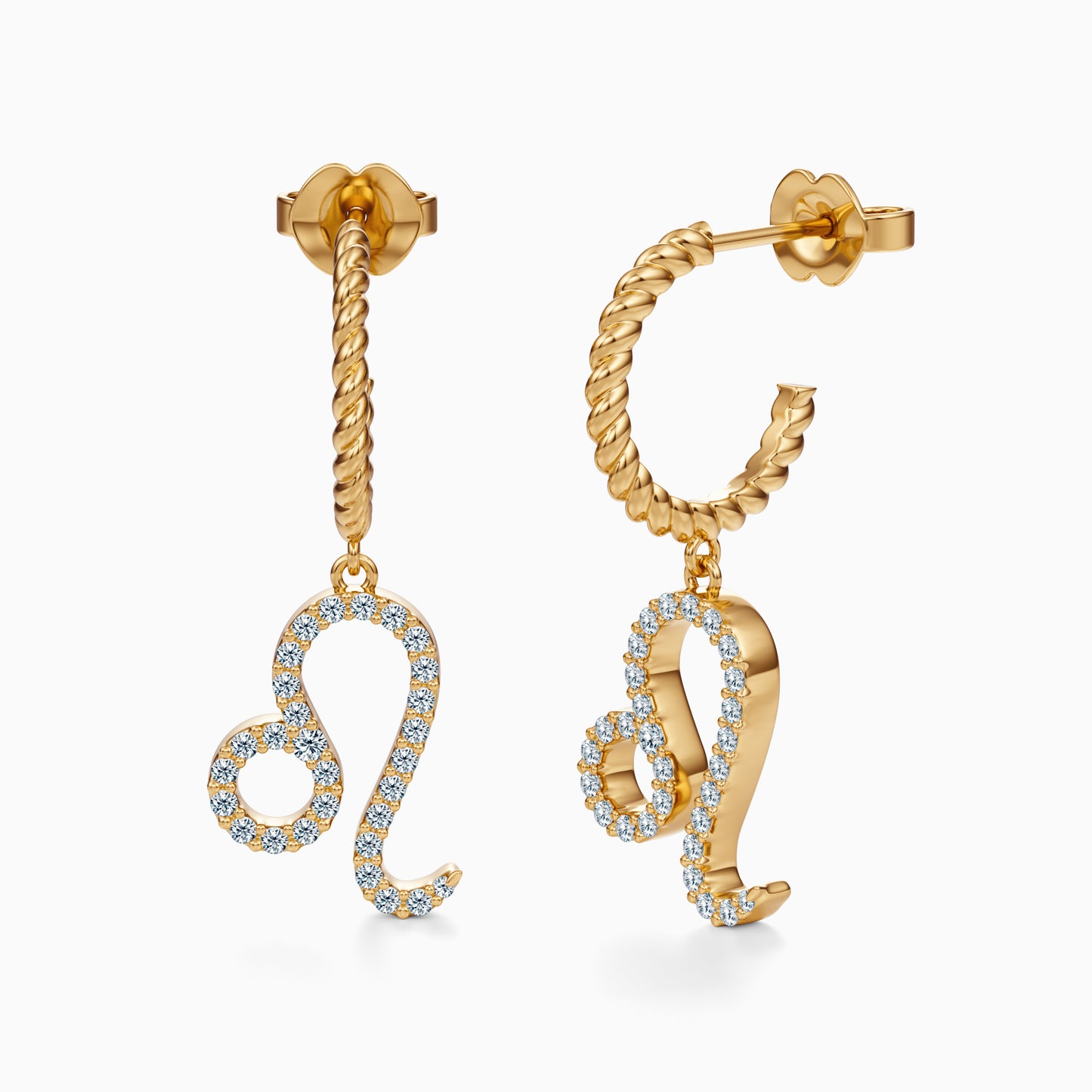 Large Diamond Leo Dangle Earrings