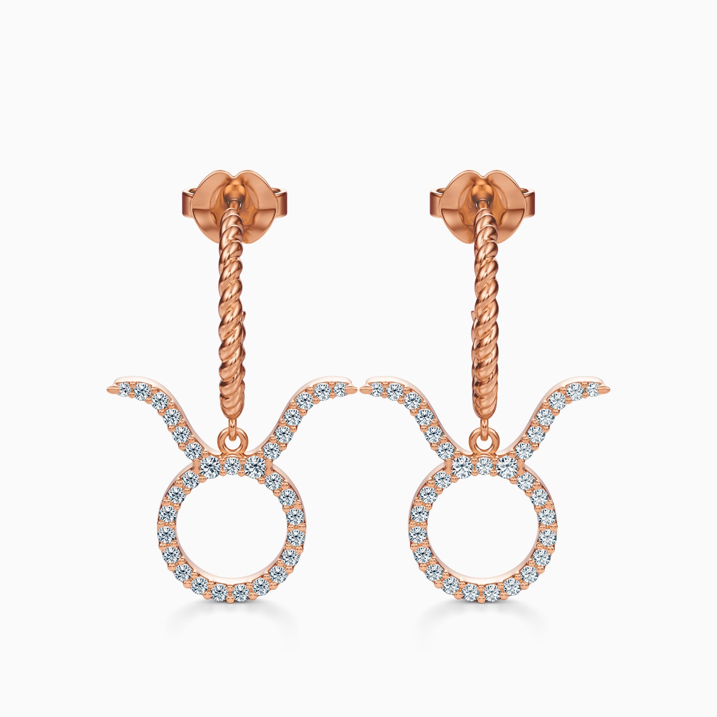 Large Diamond Taurus Dangle Earrings