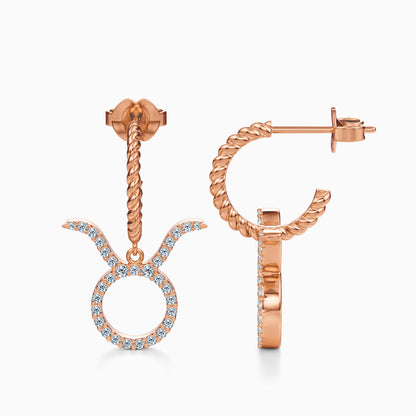 Large Diamond Taurus Dangle Earrings