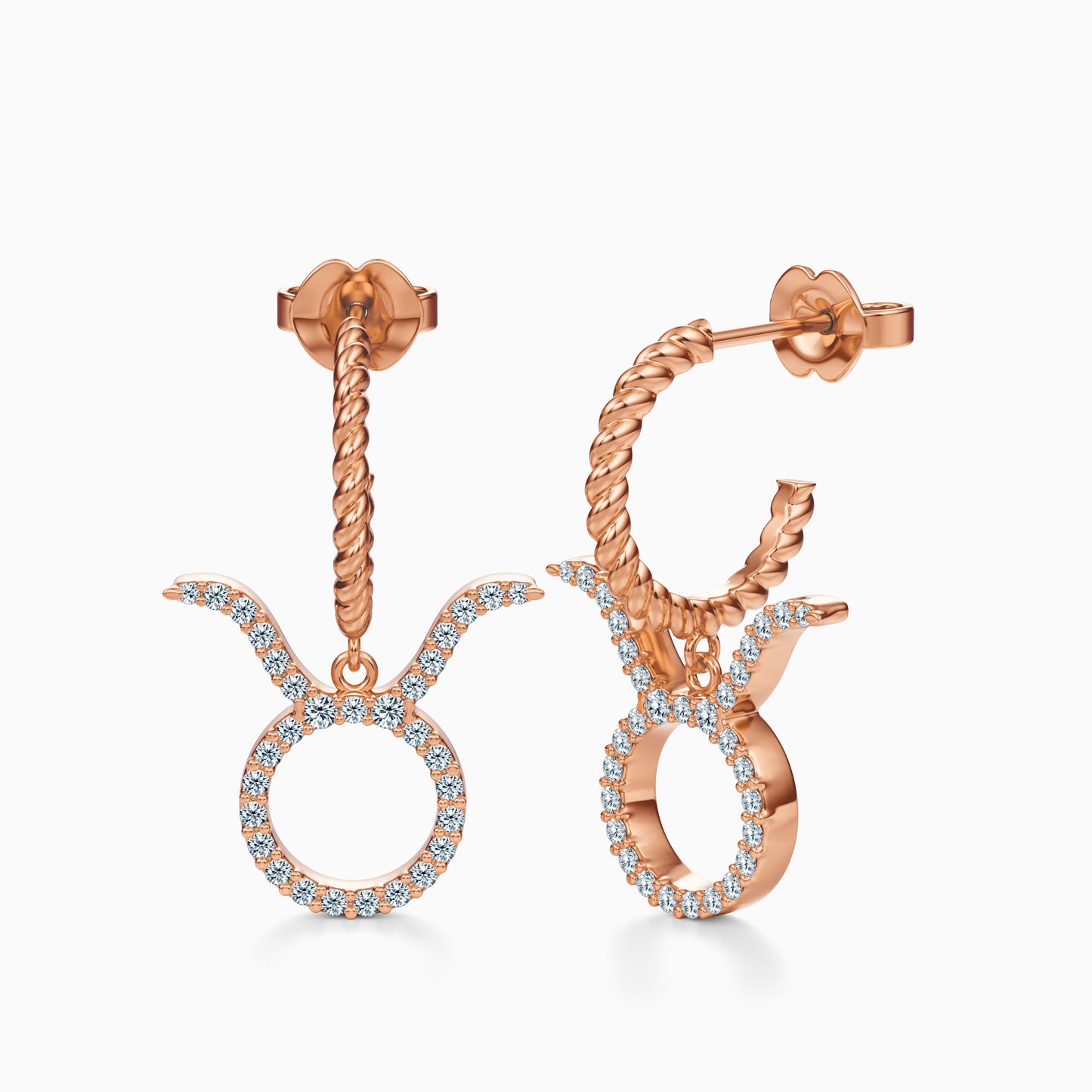 Large Diamond Taurus Dangle Earrings