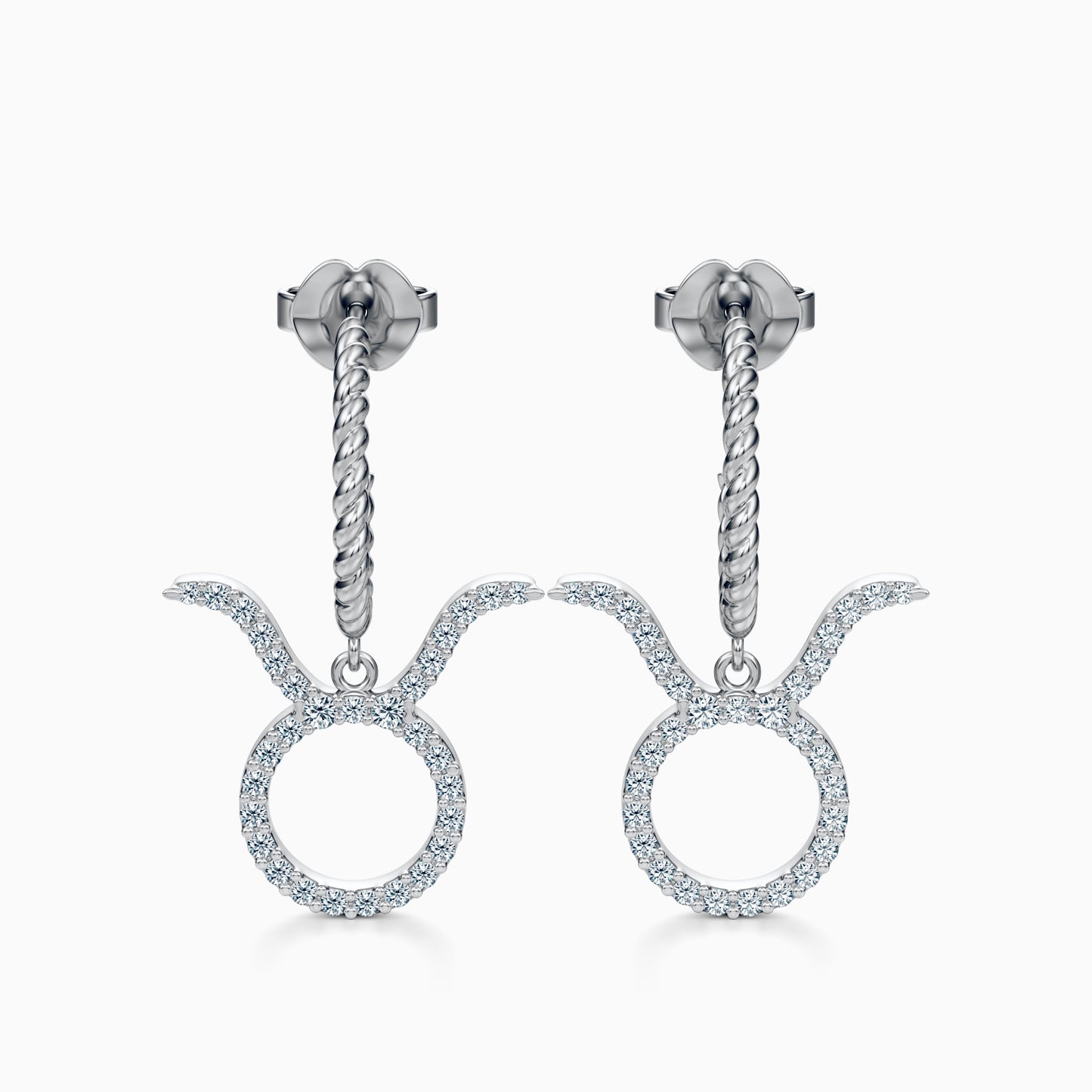 Large Diamond Taurus Dangle Earrings