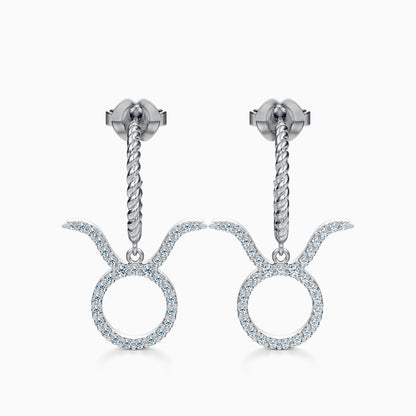 Large Diamond Taurus Dangle Earrings