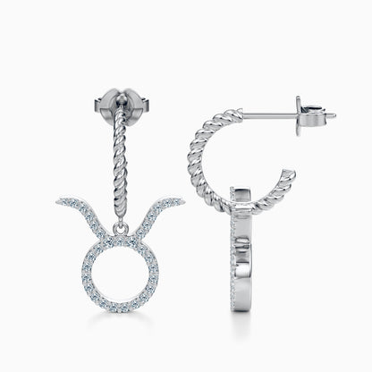 Large Diamond Taurus Dangle Earrings