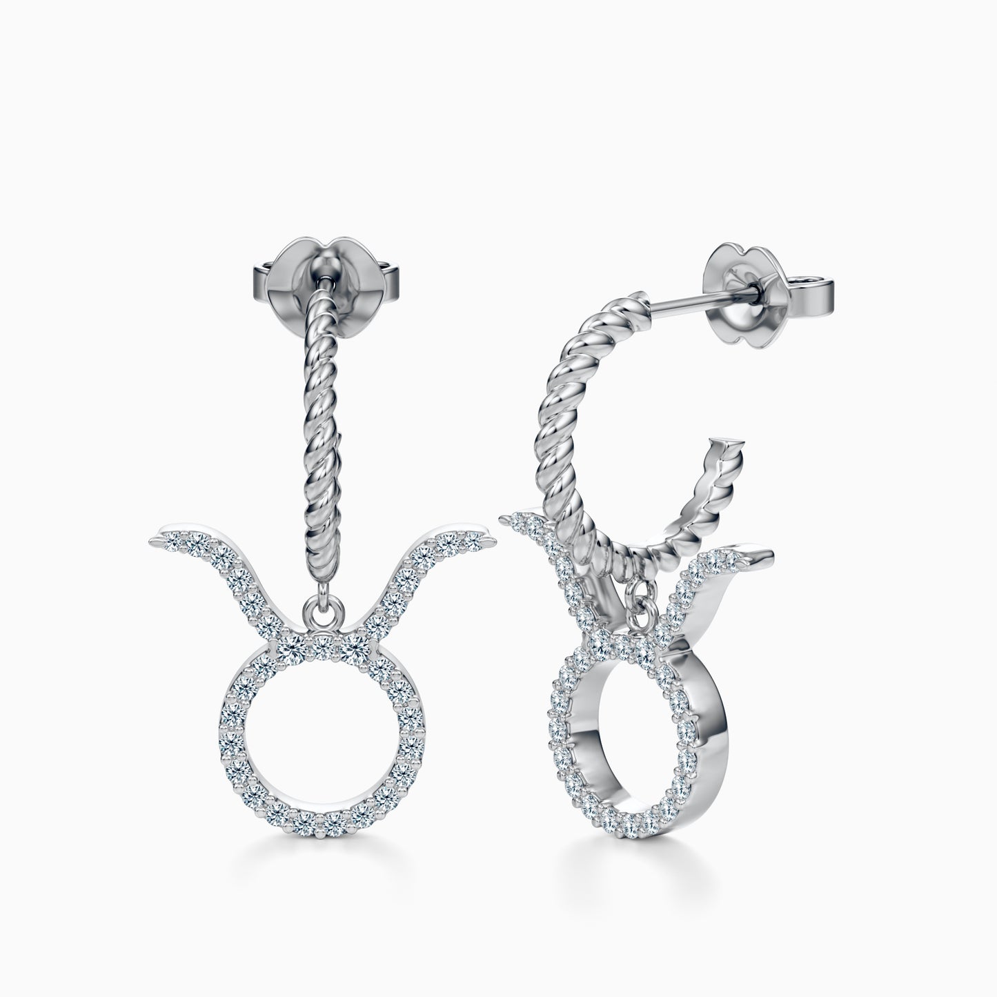 Large Diamond Taurus Dangle Earrings