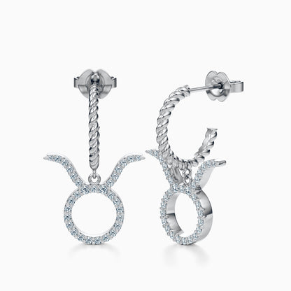 Large Diamond Taurus Dangle Earrings