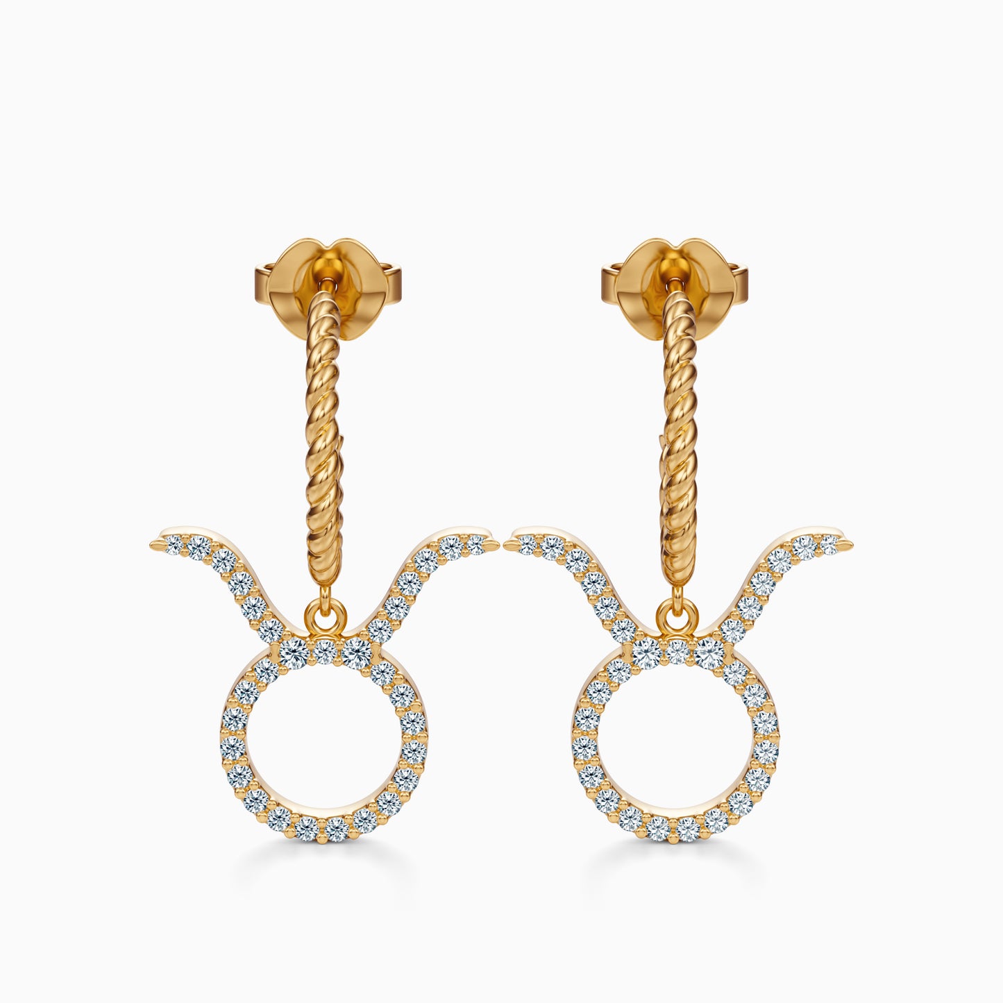 Large Diamond Taurus Dangle Earrings
