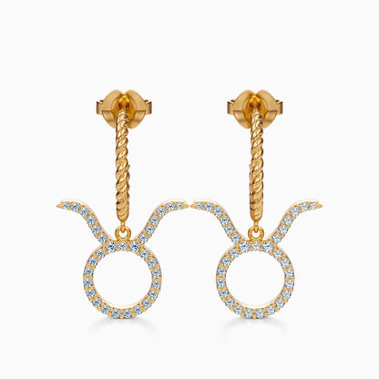 Large Diamond Taurus Dangle Earrings