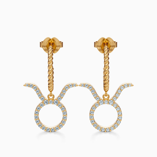 Large Diamond Taurus Dangle Earrings