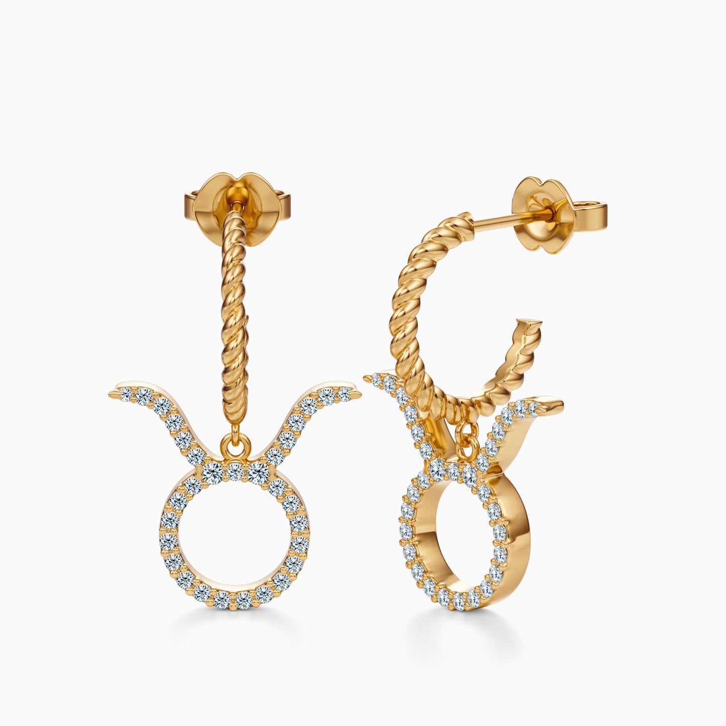Large Diamond Taurus Dangle Earrings