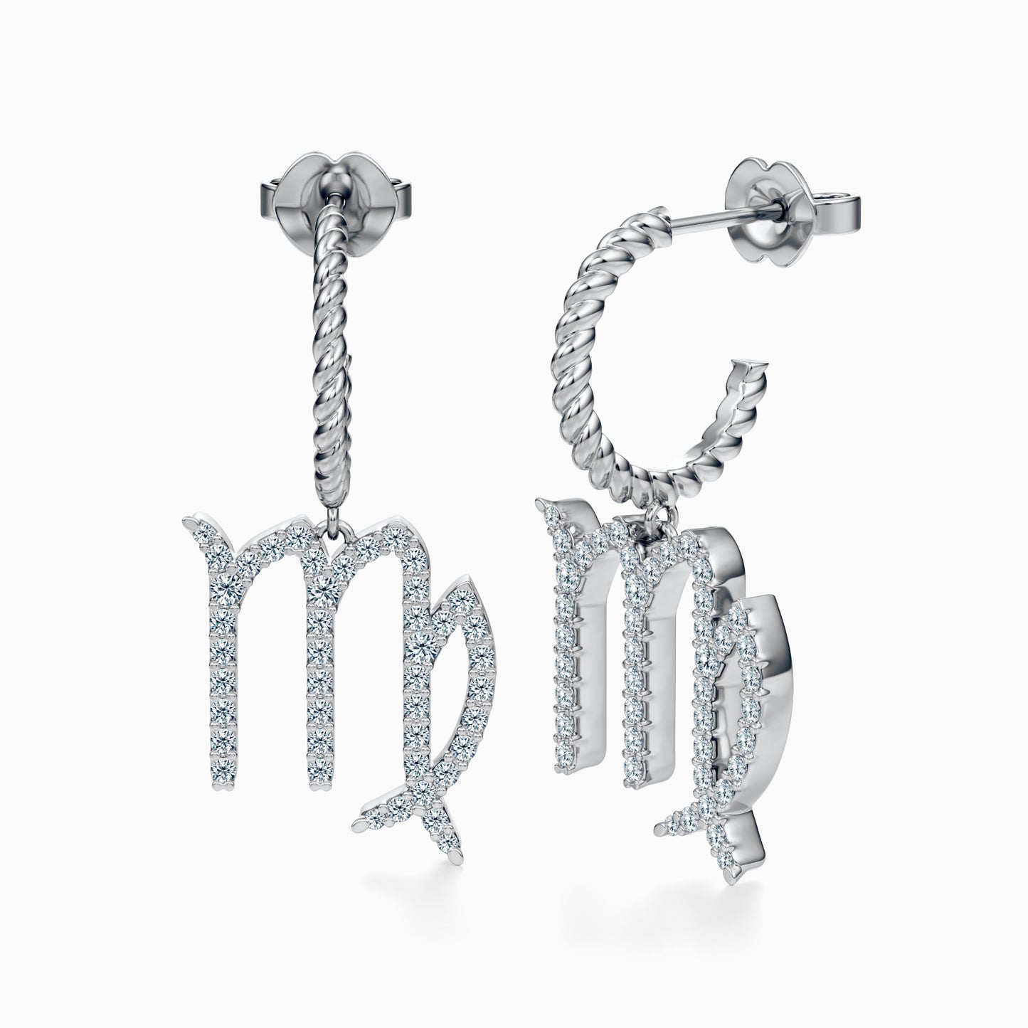 Large Diamond Virgo Dangle Earrings