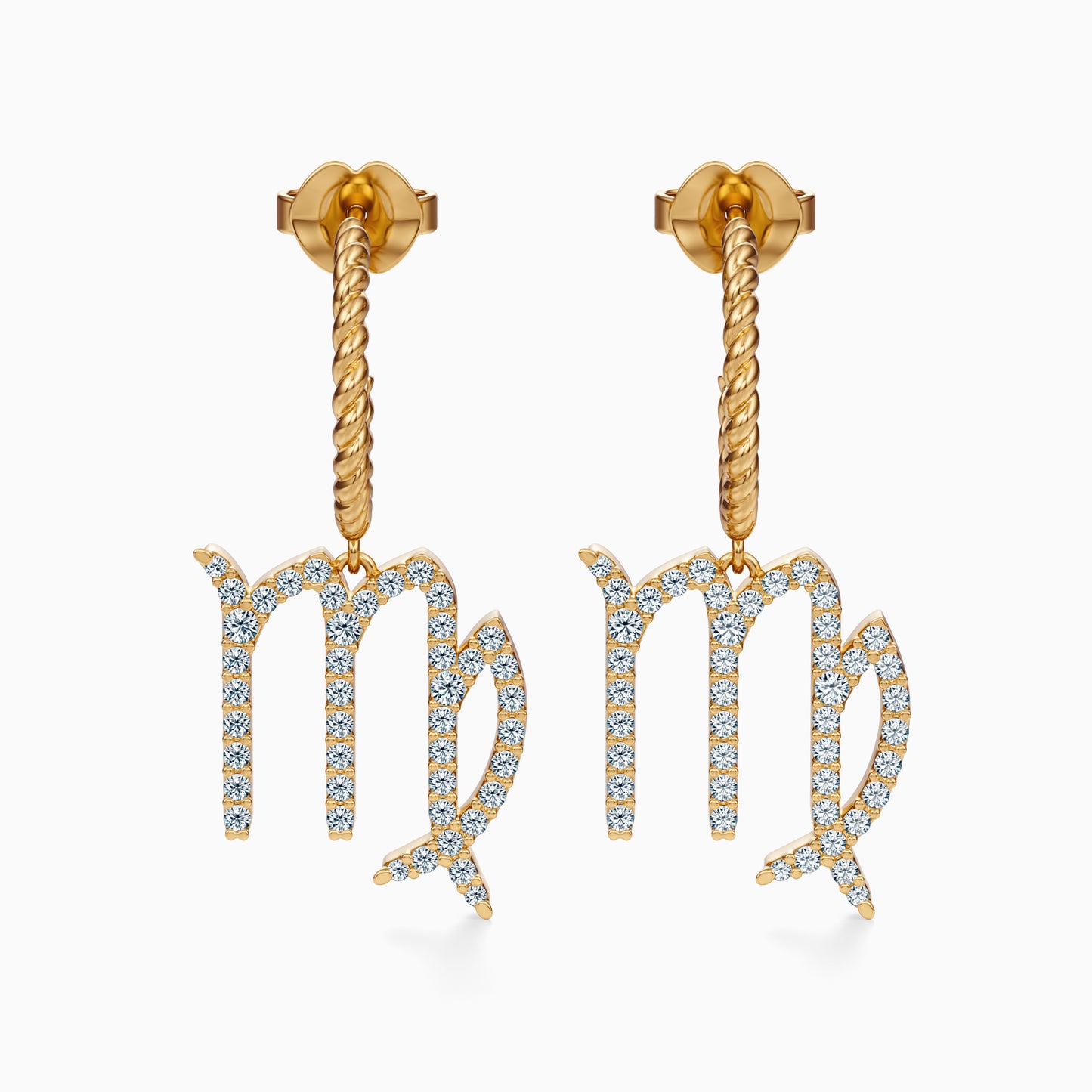 Large Diamond Virgo Dangle Earrings