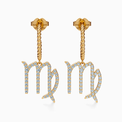 Large Diamond Virgo Dangle Earrings