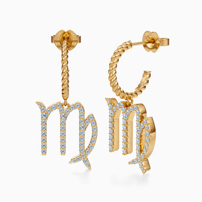 Large Diamond Virgo Dangle Earrings