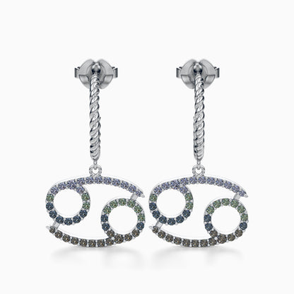 Large Sapphire Cancer Dangle Earrings