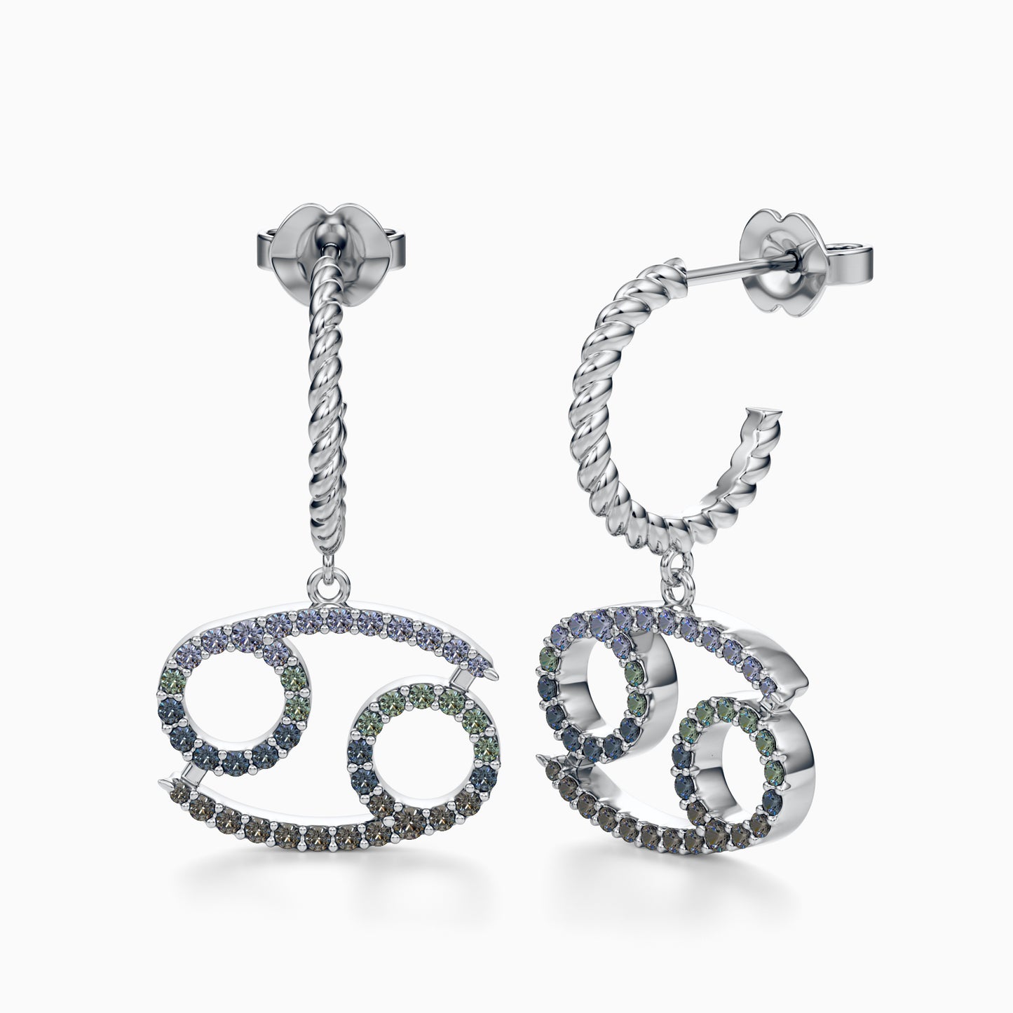 Large Sapphire Cancer Dangle Earrings