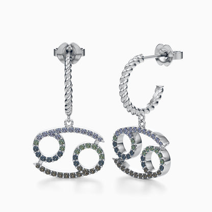 Large Sapphire Cancer Dangle Earrings