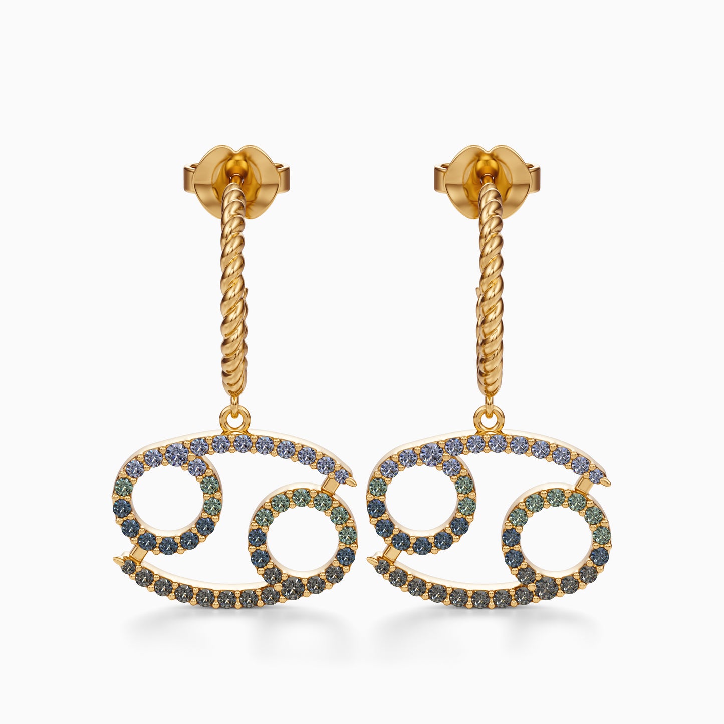 Large Sapphire Cancer Dangle Earrings