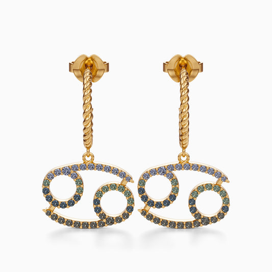 Large Sapphire Cancer Dangle Earrings