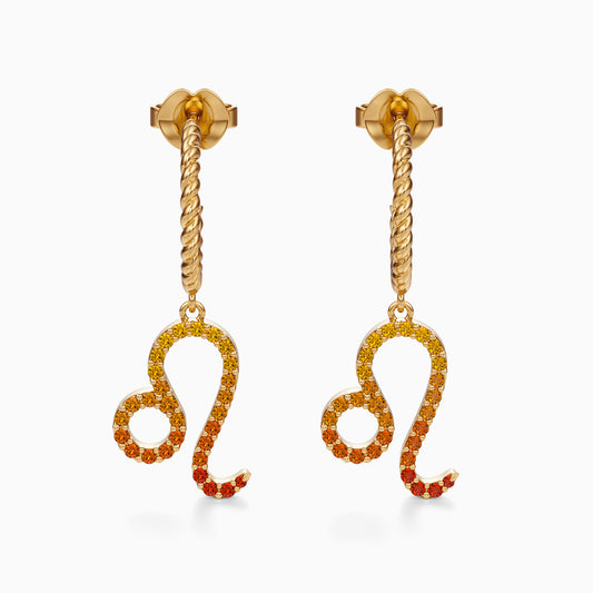 Large Sapphire Leo Dangle Earrings