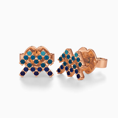 Sapphire Aquarius Stud Earrings