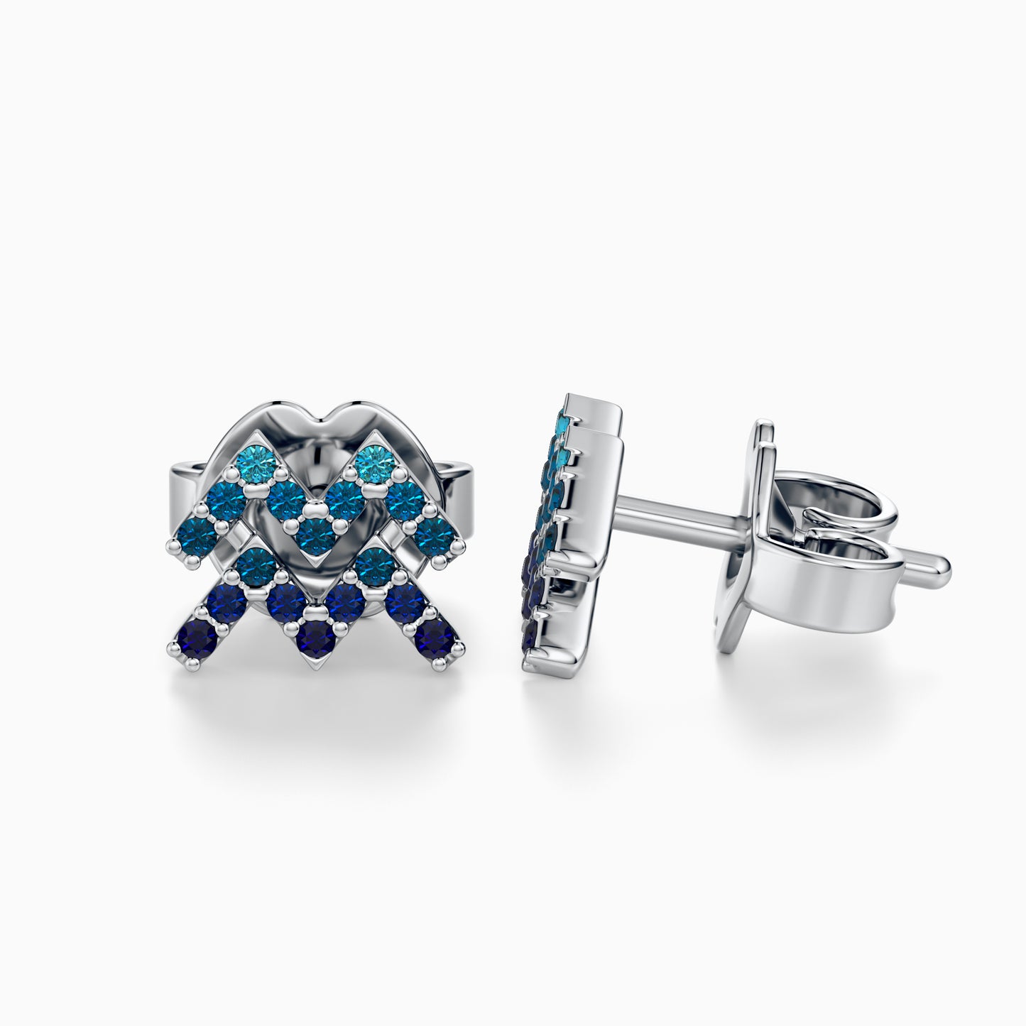 Sapphire Aquarius Stud Earrings
