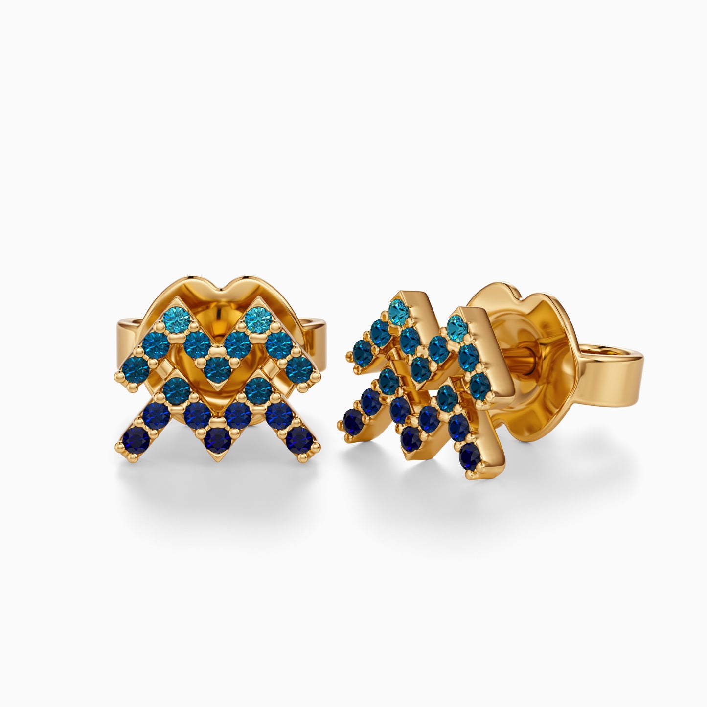 Sapphire Aquarius Stud Earrings