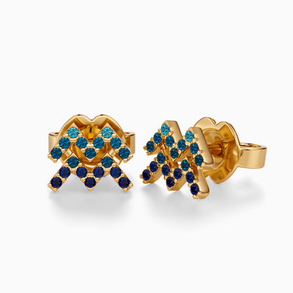 Sapphire Aquarius Stud Earrings
